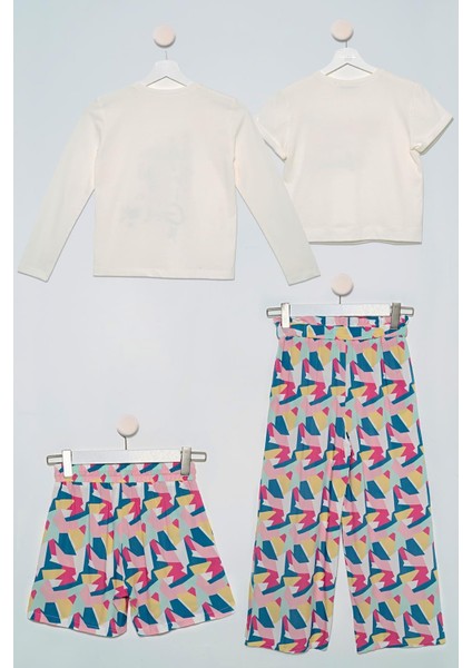 4'lü Tshirt Bluz Pantolon Şort Sarı Takım S27737 fiyatları