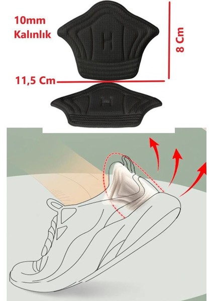 Siyah 10MM Ortopedik Spor Ayakkabı Topuk Vurma Önleyici Koruyucu