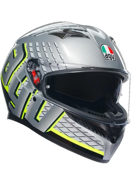 K3 Mplk Fortify Grey Blk Yellow Fluo Motosiklet Kapalı Kaskı