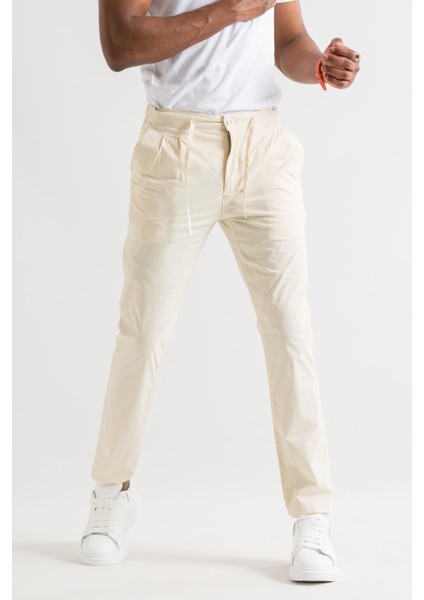 Çift Pileli Regular Fit Beli Lastikli Iplikli Yazlık Ince Kumaş Erkek Jogger Pantolon fırsatları