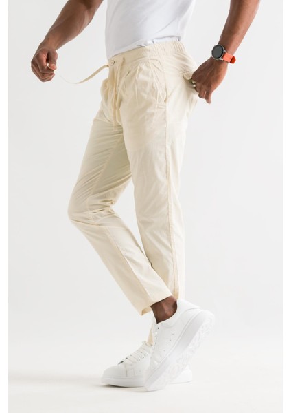 Çift Pileli Regular Fit Beli Lastikli Iplikli Yazlık Ince Kumaş Erkek Jogger Pantolon indirimleri