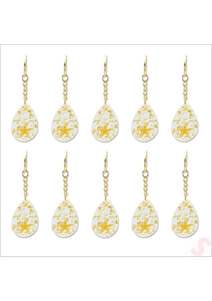 Epoksi Yıldızlı Anahtarlık, Altın - 10 Adet