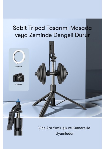 Bluetooth Uzaktan Kumanda Cep Telefonu Tutucu Tripod Uzatılabilir Selfi Çubuğu SF13