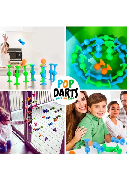 Thinkmastter Pop Dart Vakum Molekül Pop Dart Oyunu 10+2 Parça Popit Dart Oyunu Duyusal Eğitici Oyuncak