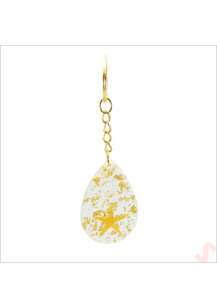 Epoksi Yıldızlı Anahtarlık, Altın - 1 Adet