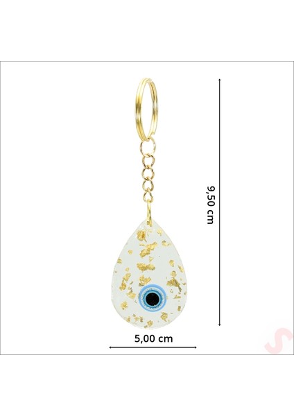 Epoksi Nazarlı Anahtarlık, Altın - 10 Adet fiyatları