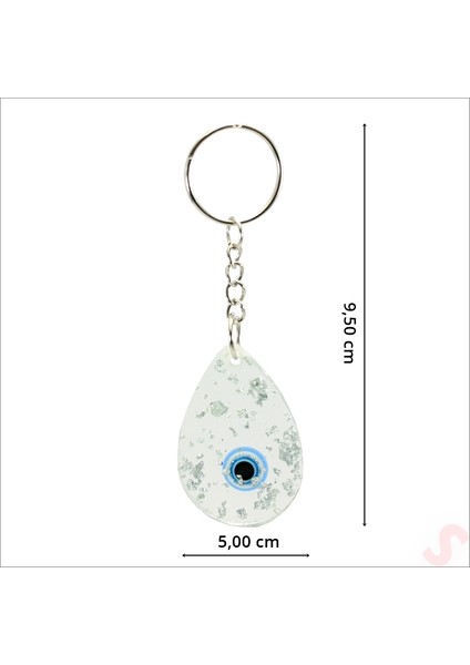 Epoksi Nazarlı Anahtarlık, Gümüş - 1 Adet fiyatları