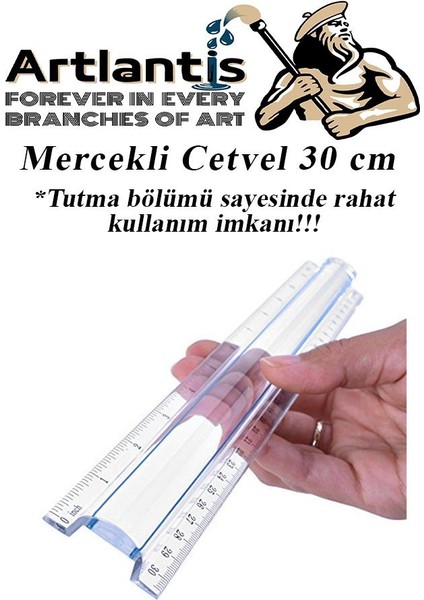 Cetvel Mercekli 30 cm Plastik Şeffaf 1 Adet Okul Sınıf Öğrenci Büyüteçli Tutumu Kolay Cetvel 30 cm