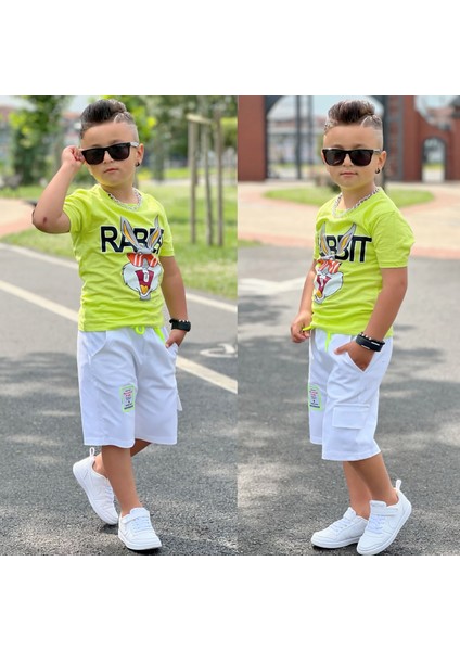 Bugs Bunny Baskılı Yeşil Ikili Yazlık Erkek Çocuk Takım 4-5-7-9-11 Yaş Pamuk indirimleri