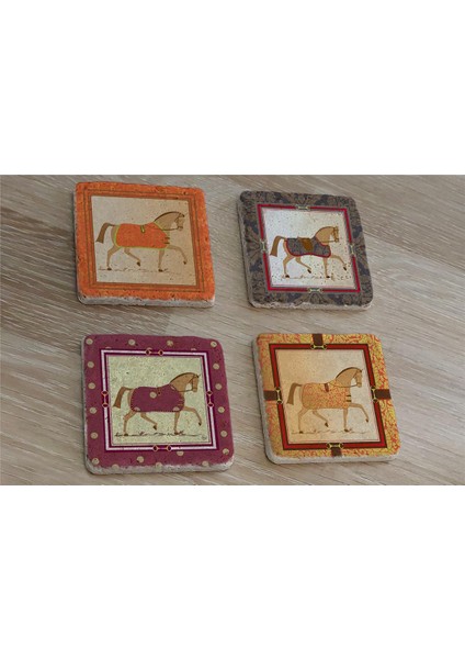 Modern At Tasarımları Doğal Taş Bardak Altlığı 4'lü Set - Natural Stone Coasters fiyatları