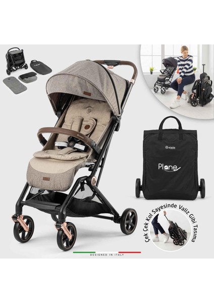 Plane 2 Kabin Tipi Bebek Arabası Rose Kahverengi