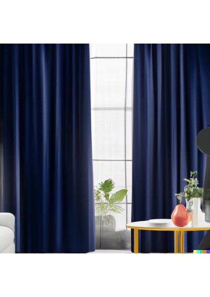 Mebelport Curtain Karartma Perde 100% Lüks Blackout Koyu Lacivert Çift Taraflı Double Blackout