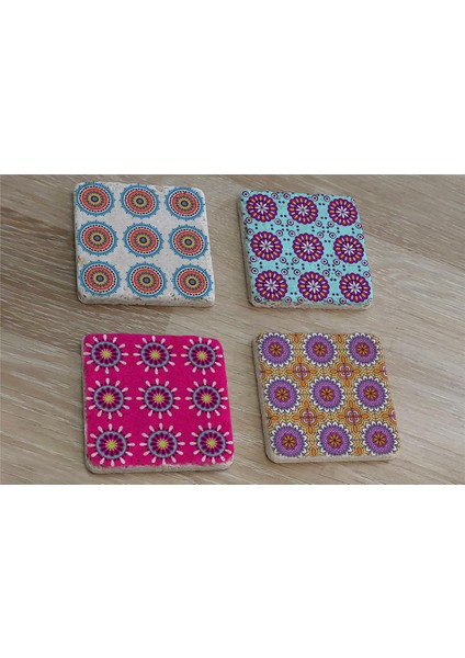 Mandala Desenleri Doğal Taş Bardak Altlığı 4'lü Set - Natural Stone Coasters fiyatları
