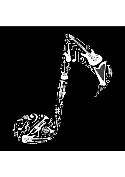 Siyah Beyaz Müzik Görselleri Doğal Taş Bardak Altlığı 4'lü Set - Natural Stone Coasters fırsatları