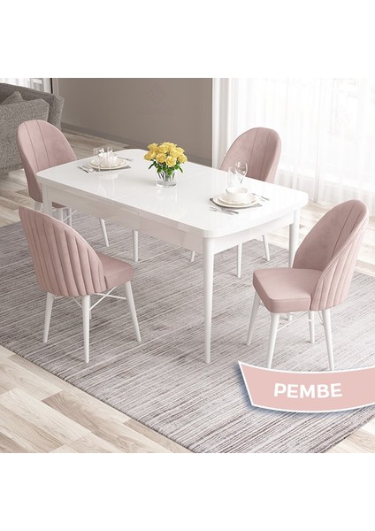 Concept Ves Serisi 80X132 Mdf Açılabilir Beyaz Mutfak Masa Takımı 4 Sandalye fiyatları