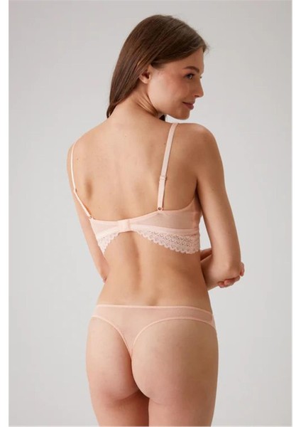 4833 Kadın Bralet Sütyen Tanga Külot Takım-Somon modelleri