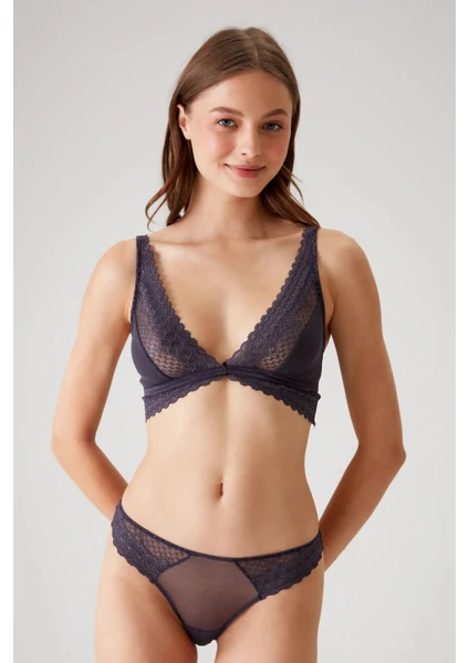 Pierre Cardin 4833 Kadın Bralet Sütyen Tanga Külot Takım-Mürdüm