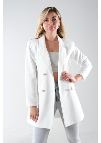 Ekru Astarlı Düğme Kapamalı Blazer Ceket 0105123.147