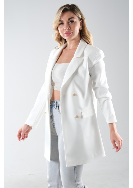 Ekru Astarlı Düğme Kapamalı Blazer Ceket 0105123.147 fırsatları
