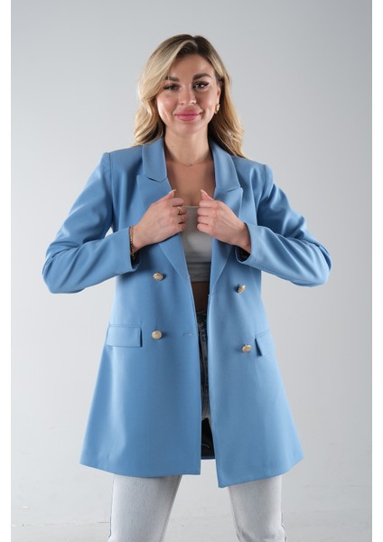 Bebe Mavi Astarlı Düğme Kapamalı Blazer Ceket 0105123.449