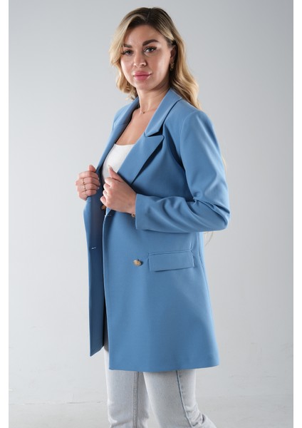 Bebe Mavi Astarlı Düğme Kapamalı Blazer Ceket 0105123.449 fırsatları