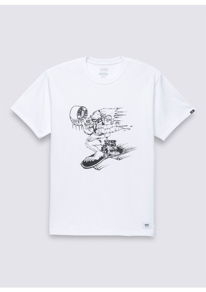 Yuvarlak Yaka Düz Beyaz Erkek T-Shirt VN00061FWHT1 Alva Skates Ss Tee