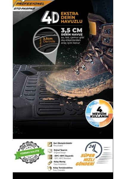 Ford Connect 2010 Model Pro x 4d Havuzlu Siyah Paspas