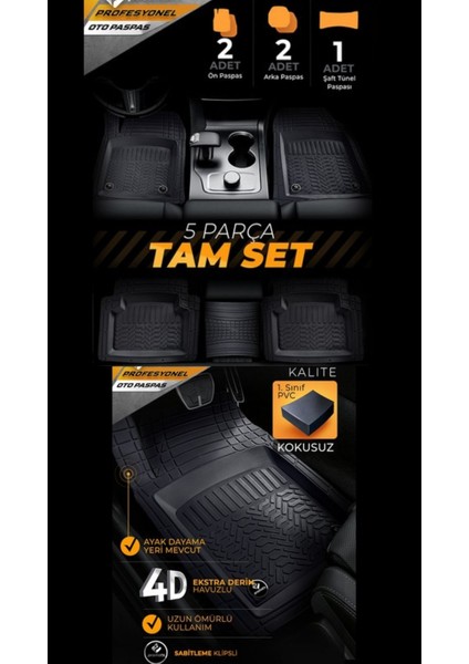 Fiat Panda 2010 Model Pro x 4d Havuzlu Siyah Paspas