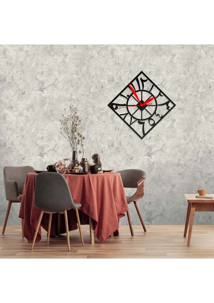 Duvar Saati Düz Islami Rakam Tasarımlı Ev ve Ofis Dekoratif Metal Duvar Saati