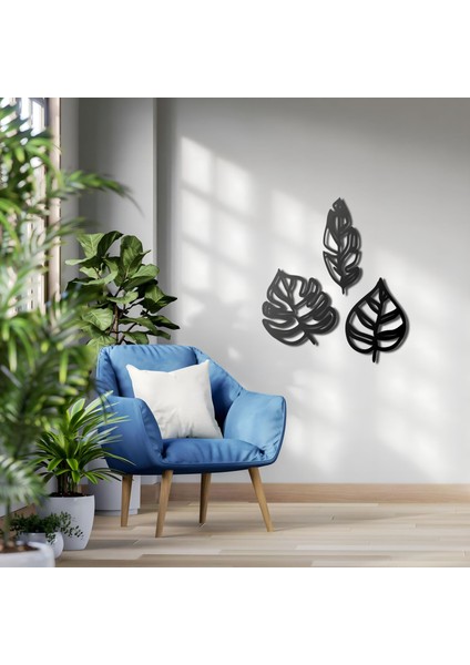 3 Lü Yaprak Desenli Metal Duvar Tablosu Dekoratif Ev ve Ofis Için Özel Tasarım fiyatları