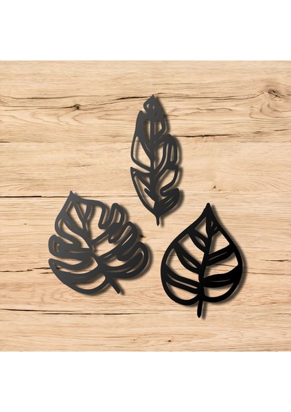 3 Lü Yaprak Desenli Metal Duvar Tablosu Dekoratif Ev ve Ofis Için Özel Tasarım modelleri