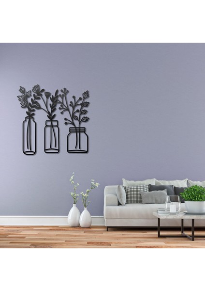 3 Lü Kavanozda Bitki Desenli Metal Duvar Tablosu Dekoratif Ev ve Ofis Için Özel Tasarım fiyatları