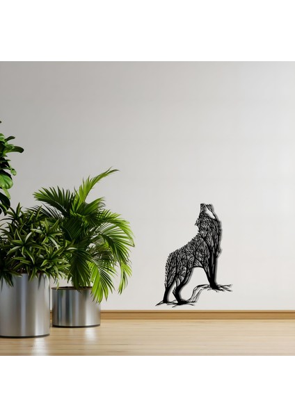 Bozkurt Desenli Bitki Metal Duvar Tablosu Dekoratif Ev ve Ofis Için Özel Tasarım