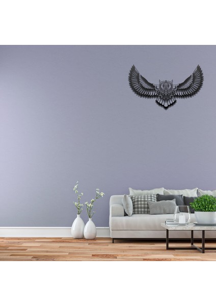 Metal Baykuş Tasarımlı Ev ve Ofis Için Duvar Tablosu