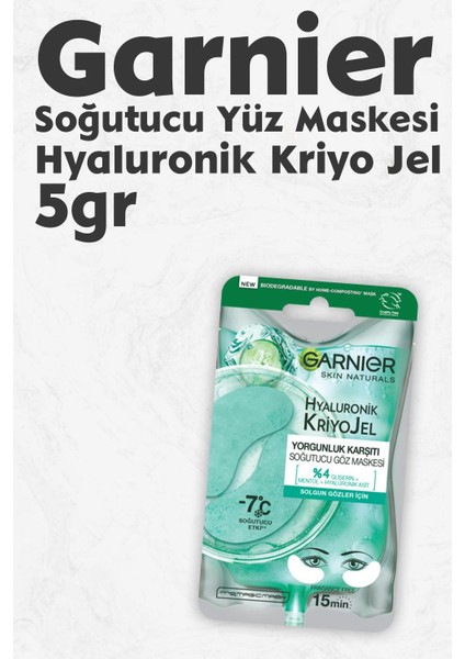 Soğutucu Göz Maskesi Hyaluronik Kriyo Jel 5 gr