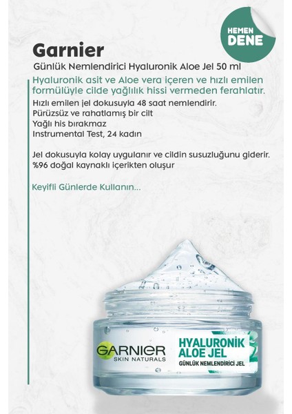 Günlük Nemlendirici Hyaluronik Aloe Jel 50 ml