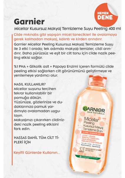 Micellar Kusursuz Makyaj Temizleme Suyu Peeling 400 ml