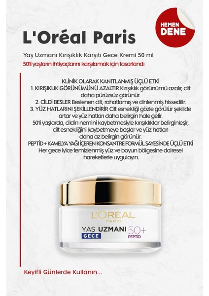 Loreal Paris Yaş Uzmanı Yaşlılık Karşıtı Gece Kremi 50 ml