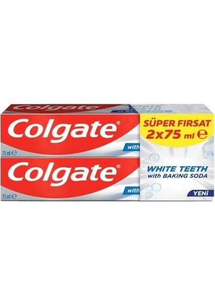 White Teeth With Bakıng Soda 2*75 ml Diş Macunu x 2 Adet