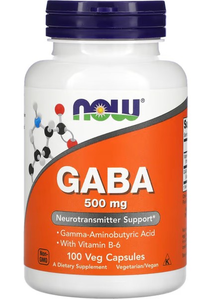 Now Foods Gaba With Vitamin B-6, 500 Mg, 100 Veg Kapsül