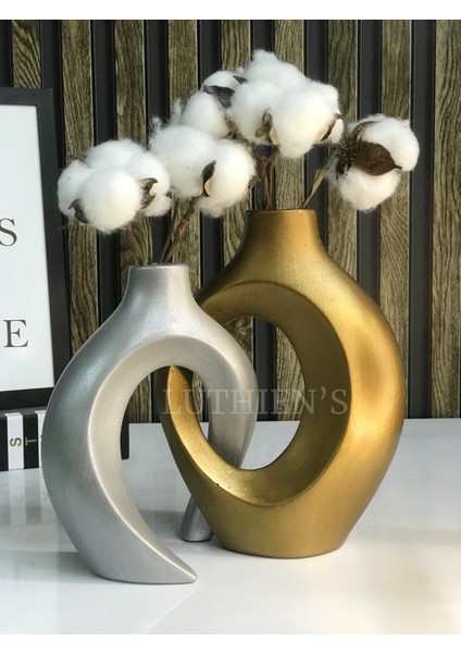 Siyah Sevgili Sarmaşık Vazo Seti Modern