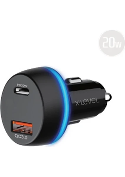 X-ChargerDrive 20W USB-A & Type-C Port Hızlı Araç İçi Şarj Aleti - Çakmaklık Şarj