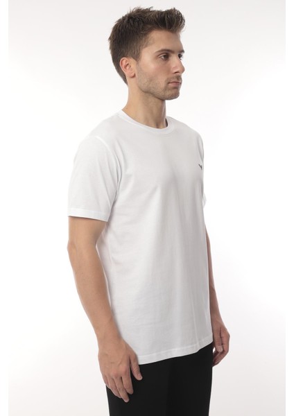 Slim Fit Kısa Kol Nakışlı %100 Pamuklu T-Shirt - Beyaz modelleri