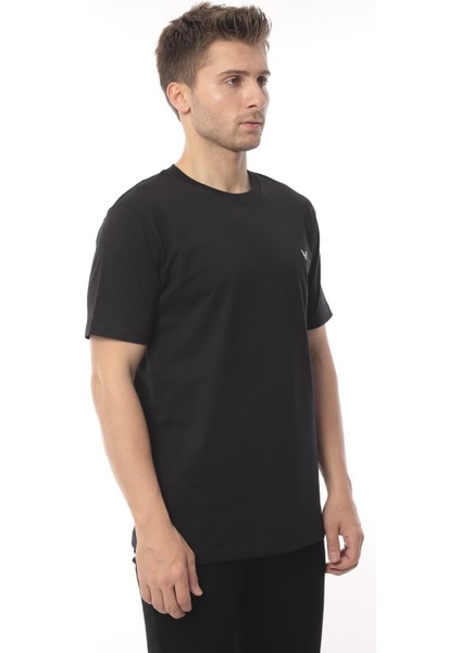 Slim Fit Kısa Kol Nakışlı %100 Pamuklu T-Shirt - Siyah modelleri