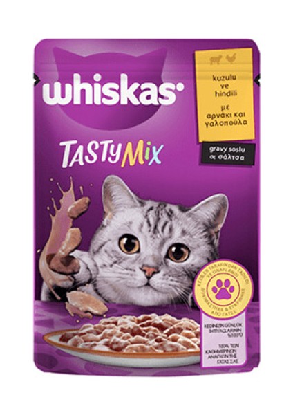 Tastymix Sos Içinde Kuzulu ve Hindili Yetişkin Kedi Pouch 85 gr