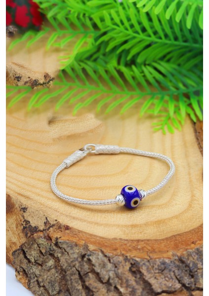 Nazar Boncuklu 1000 Ayar Kazaziye Gümüş Bileklik 201022315