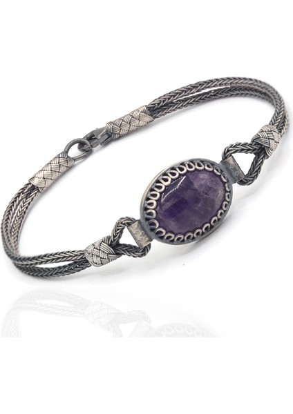 Ametist Taşlı 1000 Ayar Kazaziye Gümüş Bileklik 201022309