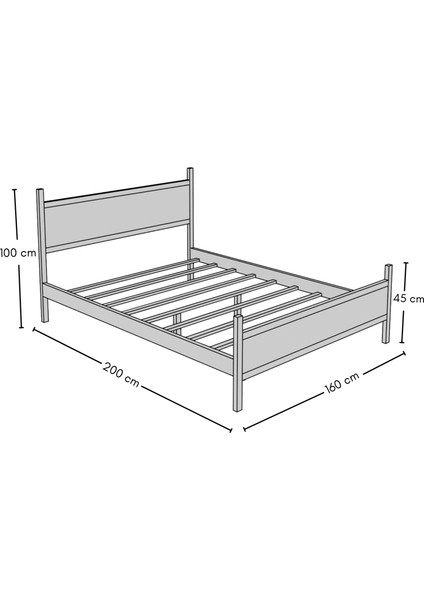 GM 305 MODERN ÇİFT KİŞİLİK AHŞAP METAL SİYAH CEVİZ KARYOLA 160X200