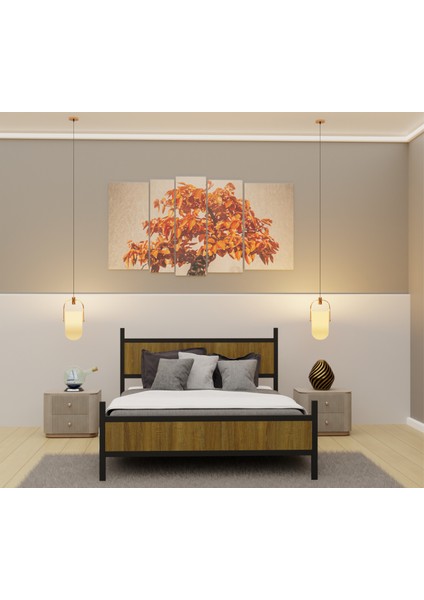 GM 305 MODERN ÇİFT KİŞİLİK AHŞAP METAL SİYAH ATLANTİK ÇAM KARYOLA 160X200
