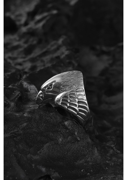 925 Ayar Gümüş Şahin Motifli Yüzük